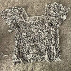 Lucky Brand Black and White Floral Blouse